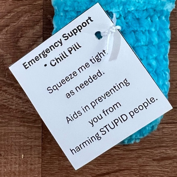 Hand Crafted Crochet Chill Pill Yellow Blue Plush Super Soft Emotional Support - Picture 4 of 13